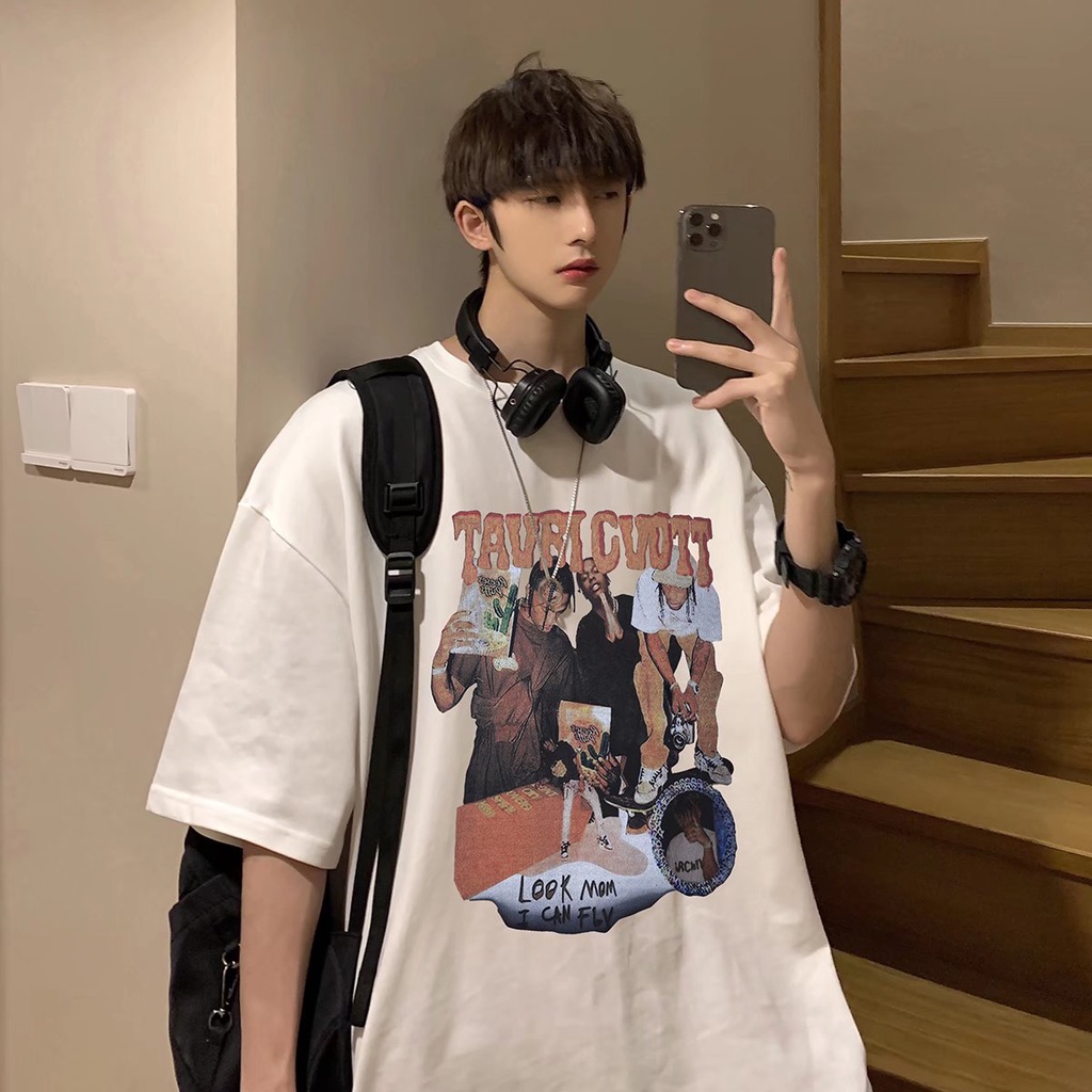 Áo Thun Tay Ngắn Dáng Rộng In Chữ Phong Cách Hàn Quốc Thời Trang Mùa Hè Cho Nam Size M-8XL