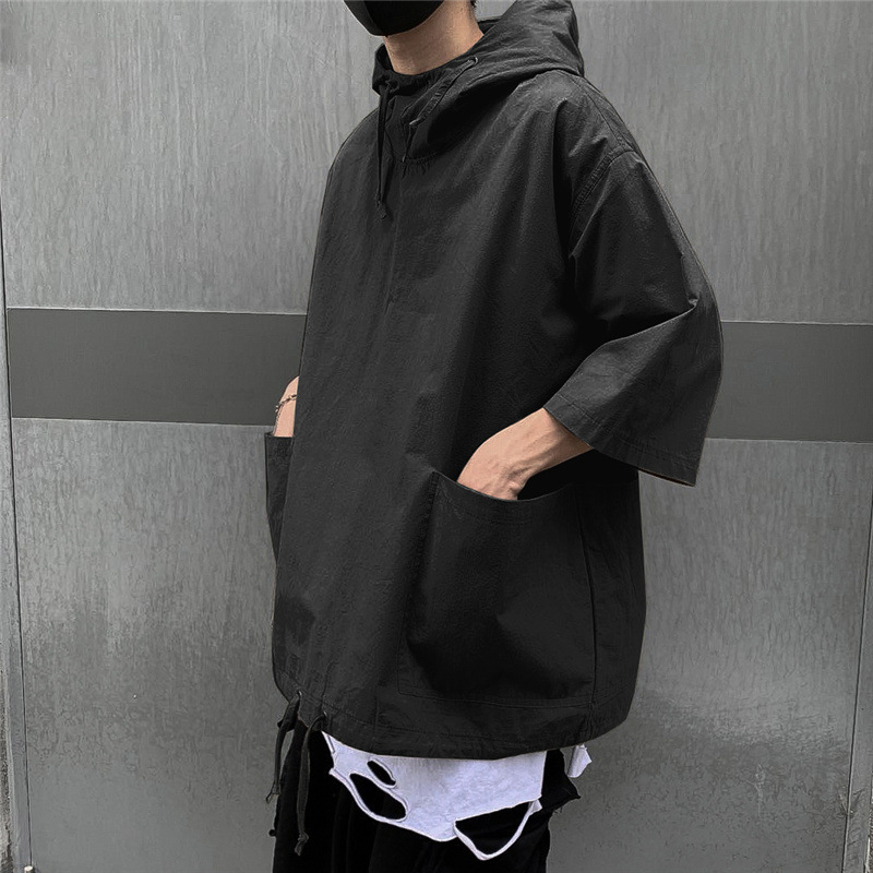 Áo Hoodie Dáng Rộng Màu Trơn Phong Cách Hong Kong Size S-3Xl