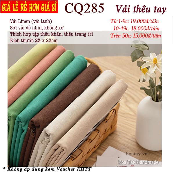 Vải thêu tay, vải lanh - linen tập thêu CQ285