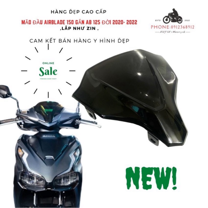 Mão đầu Airblade AB125cc, AB 150cc, AB 2020, AB 2021 Màu Đen Khói