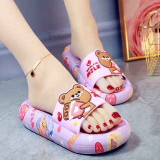 dép nữ dễ thương Dép Quai Ngang Đế Dày Chống Trượt Họa Tiết Gấu Hoạt Hình Dễ Thương Thời Trang Mùa Hè Cho Nữ