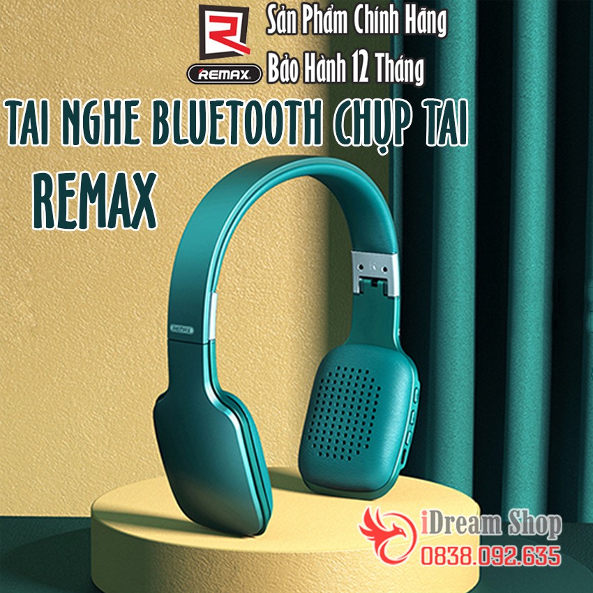 Tai nghe bluetooth headphone chụp tai ko không dây Remax cách âm chống ồn có mic sạc pin chính hãng