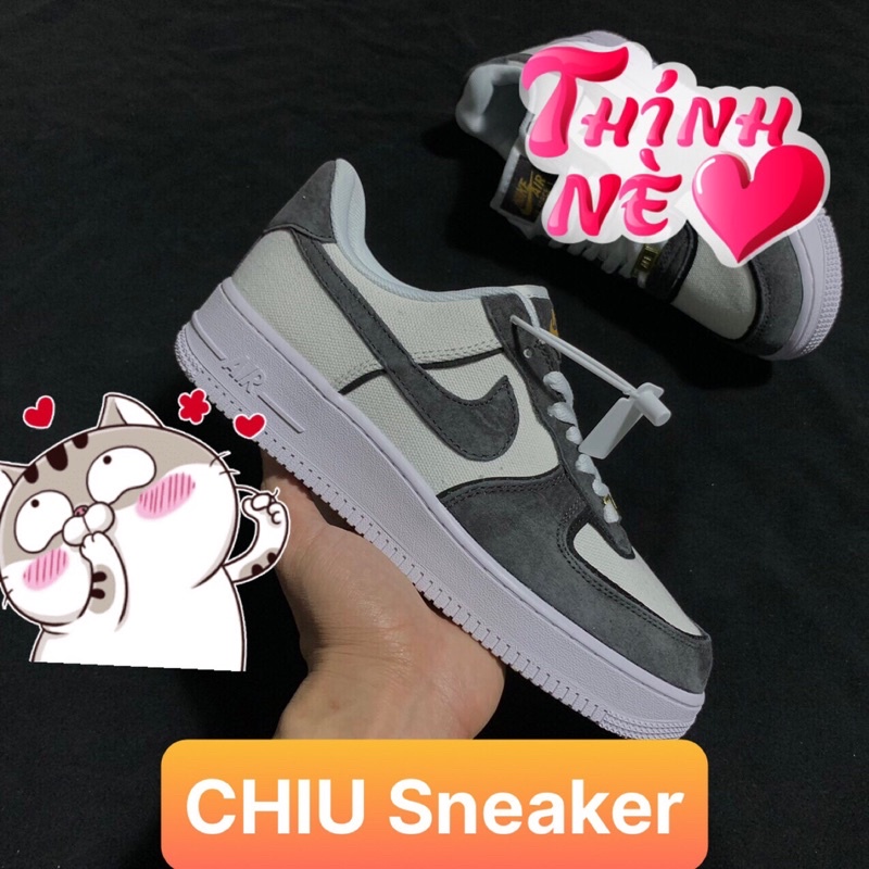 [ CHIU Sneaker ] Giày Sneaker af1 trắng xám tăng chiều cao phiên bản cao cấp giày thể thao nam nữ