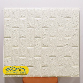 Miếng Xốp Dán Tường 3D Giả Gạch 70 X 77cm (Màu Trắng) - Hàng Nhập Khẩu Cao Cấp