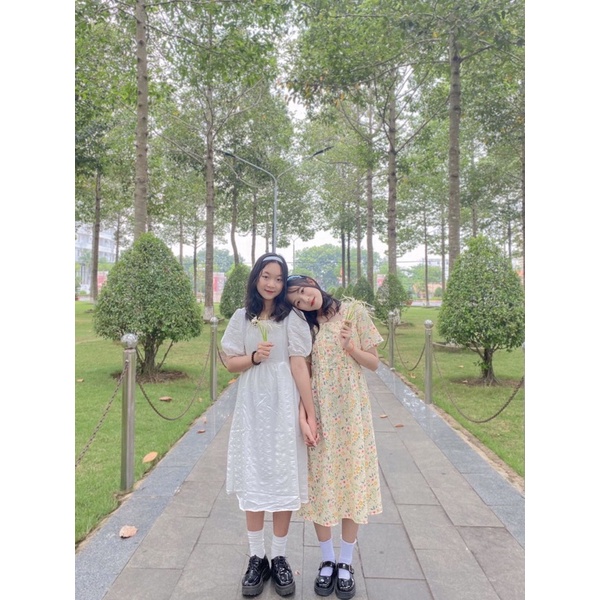 Đầm Babydoll nữ hoa nhí tay ngắn phong cách ulzzang nhẹ nhàng – Da Nâu Vintage