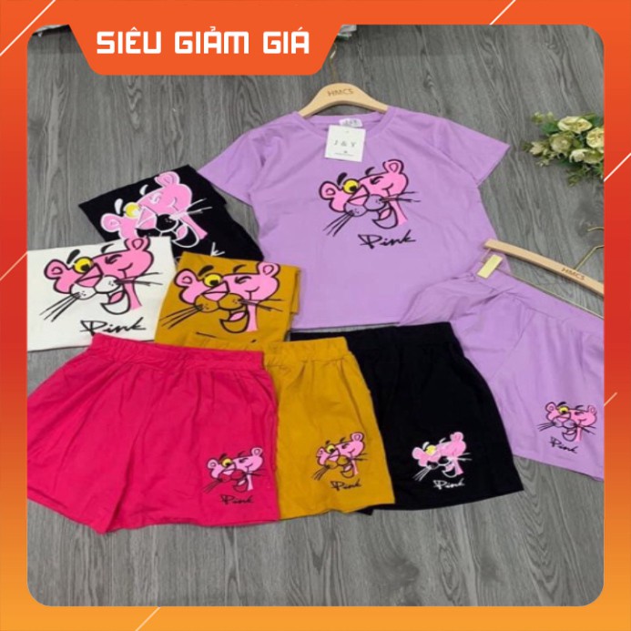 Bộ Cộc Tay Báo Hồng 🦋 Set Ngủ Nữ In Hình Chất Tici Nhiều Màu 🦋