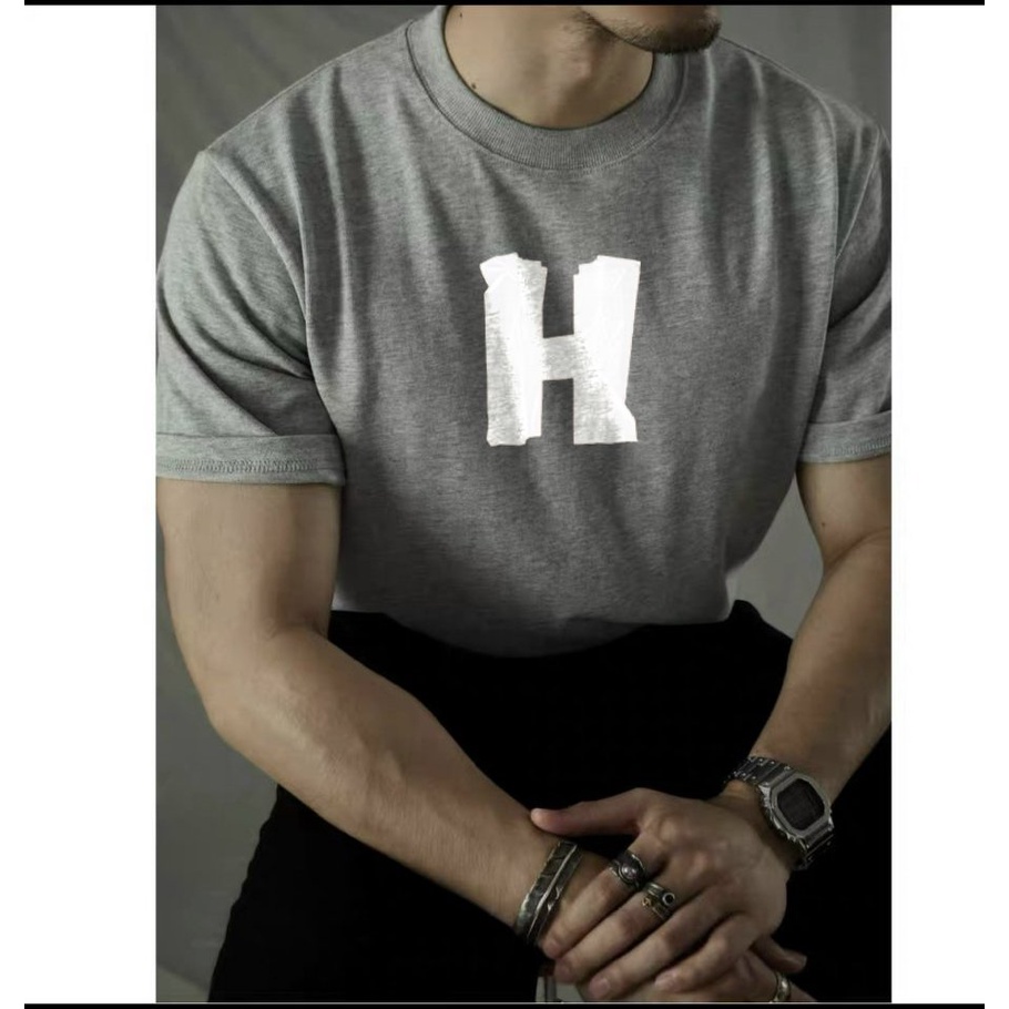 Áo thun unisex nam nữ chữ H áo phông nam nữ form rộng vải cotton tay lỡ