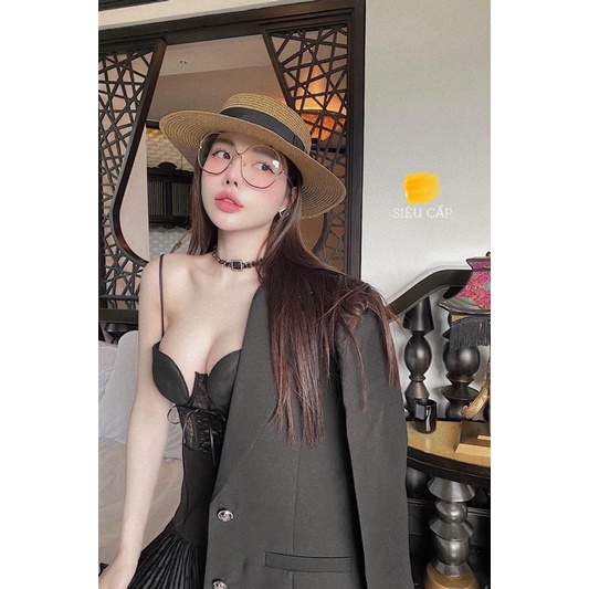 Dây chuyền choker mắc xích da chanel hàng siêu đẹp
