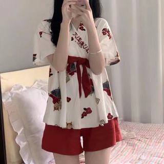 Bộ đồ ngủ pijama ngắn tay ngọt ngào style kimono nhật bản