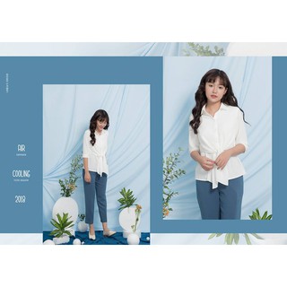 Áo sơ mi tay lỡ buộc chéo eo cexi-a18018tr