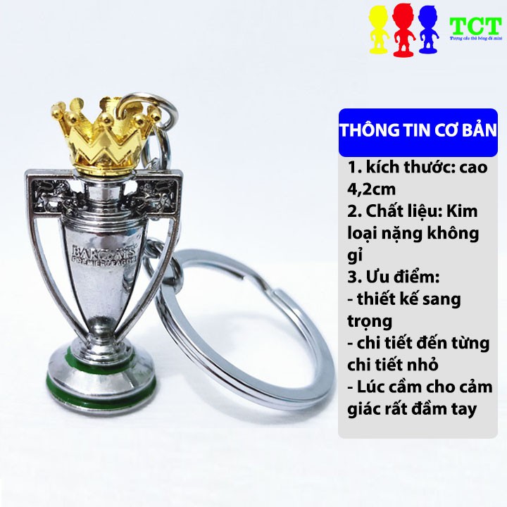 [ LOẠI CAO CẤP ]Móc chìa khóa kim loại đặc cup mini trang trí tượng cầu thủ