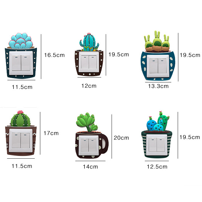 Miếng Dán Trang Trí Công Tắc Điện Phản Quang Trời Tối Hình Cây Xương Rồng Decor Trang Trí Nhà Cửa