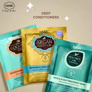  Dầu xả làm sạch chân tóc và dưỡng ẩm Hask các loại Charcoal Purifying Deep Conditioner gói 50g 