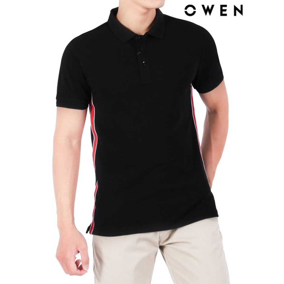 Áo polo ngắn tay OWEN Bodyfit Đen - APV21839