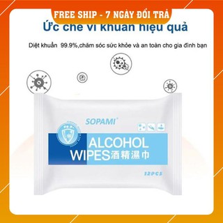 [Hàng Loại 1] Khăn giấy ướt có cồn alcohol wipes diệt kháng khuẩn đa năng lau bếp