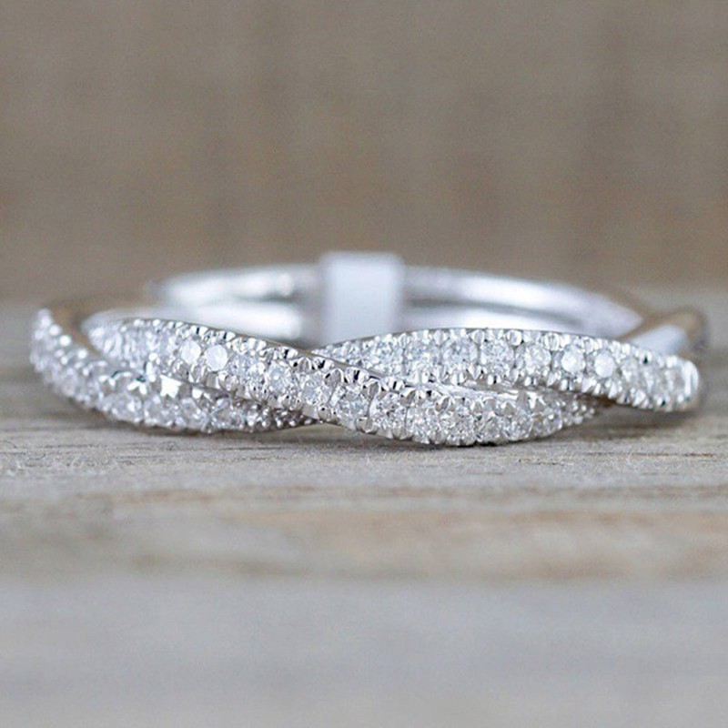 Nhẫn mạ bạc 925/vàng hồng 18K đính đá thời trang sang trọng cho nữ R340