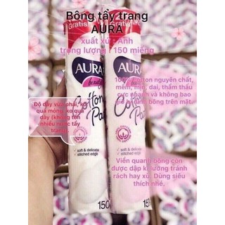 Bông tẩy trang AURA 150 miếng