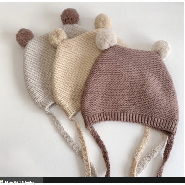 Mũ len cục bông cho bé từ 3m - 18m