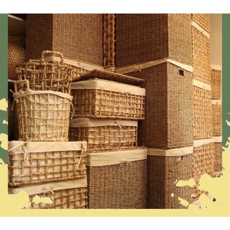 Bán sỉ Giỏ cói chữ nhật giỏ lục bình đựng đồ chụp ảnh decor