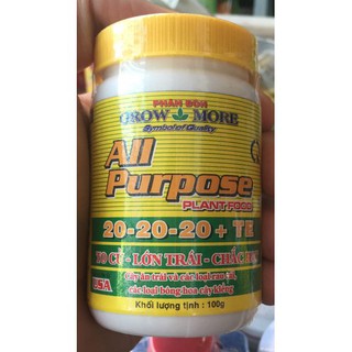 Phân bón lá npk grow more 20-20-20+te 100g