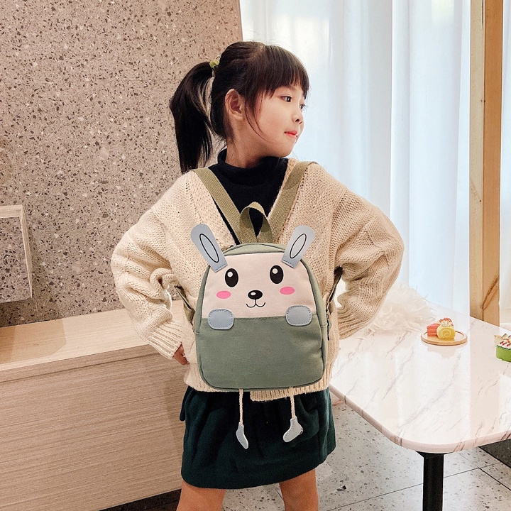 Balo MiNi Hình Thỏ Con 3D Cho Bé Trai, Bé Gái Đi Nhà Trẻ Size 23cm vào thô dày dặn, bền đẹp BALO-537