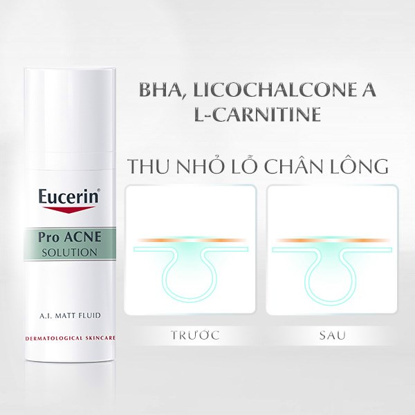 CHỢ SỈ- EUCERIN KEM DƯỠNG KIỀM DẦU, GIẢM MỤN PRO ACNE A.I MATT FUID 50ML