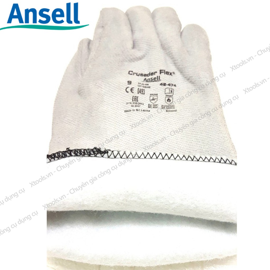 Găng tay chịu nhiệt Ansell Crusader Flex 42-474 chống cháy chịu nhiệt trên 200 độ, dùng trong cơ khí, luyện kim, nhà bếp