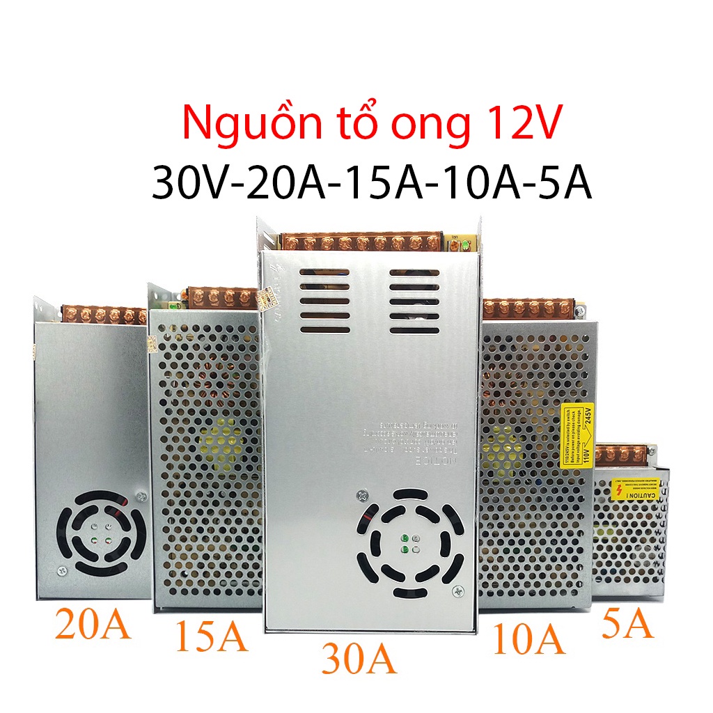 Nguồn tổ ong,Nguồn 12V - 30A/20A/15A/10A/5A,nguồn tổ ong, nguồn tổng chuyên dùng cho thiết bị camera,đèn led,motor ...