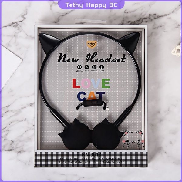 Tai nghe có dây hình tai mèo hoạt hình đáng yêu