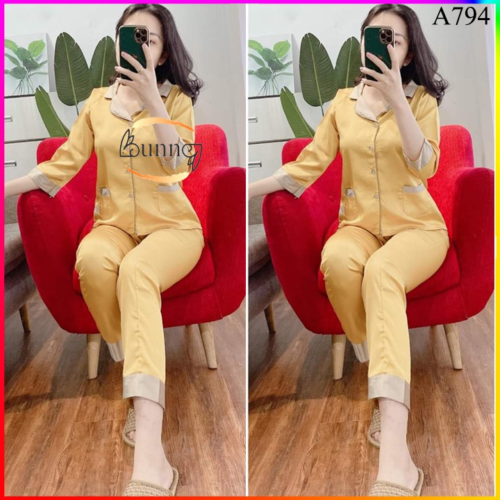 [Bunny] Đồ bộ mặc nhà, quần áo bộ nữ, đồ bộ pizama lụa, lụa tơ, lụa xinh cập bến