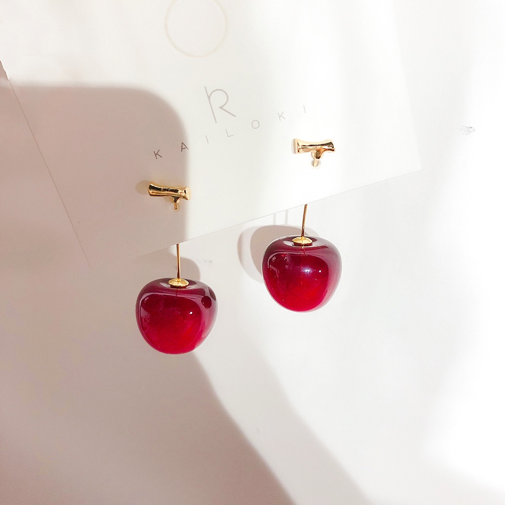 Cặp bông tai hình quả cherry pha lê thanh lịch cho nữ