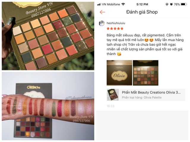 Bảng Phấn Mắt Olivia Màu Lì Ánh Kim  [Tặng 1 Chì Kẻ Mắt Waterproof 50k] | BigBuy360 - bigbuy360.vn