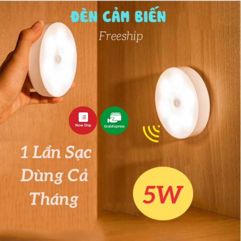 Đèn Cảm Biến, Đèn Led Tròn Cảm Ứng Chuyển Động Dán Tường Sạc USB, ASAKI OFFICIAL