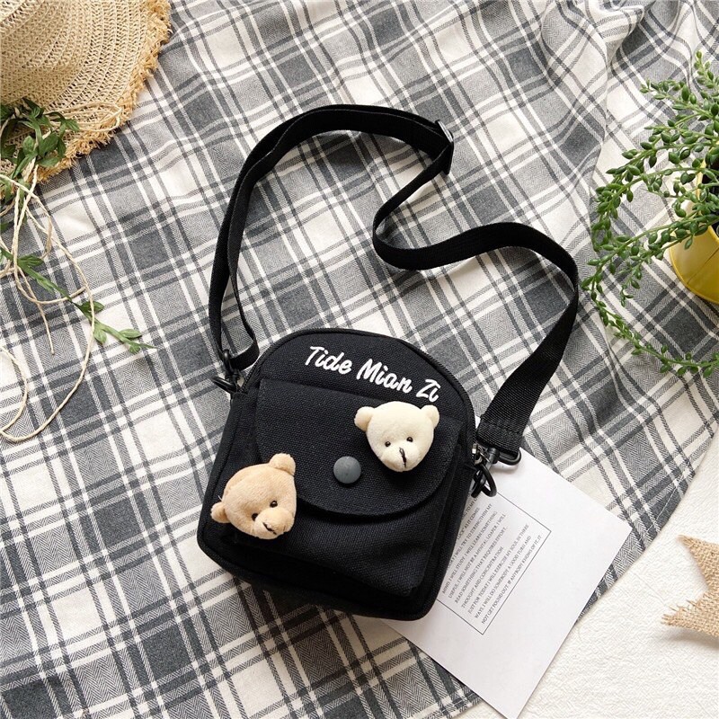 Túi tote mini quai chéo vải Canvas Gấu Chuột siêu dễ thương mã TOTE5