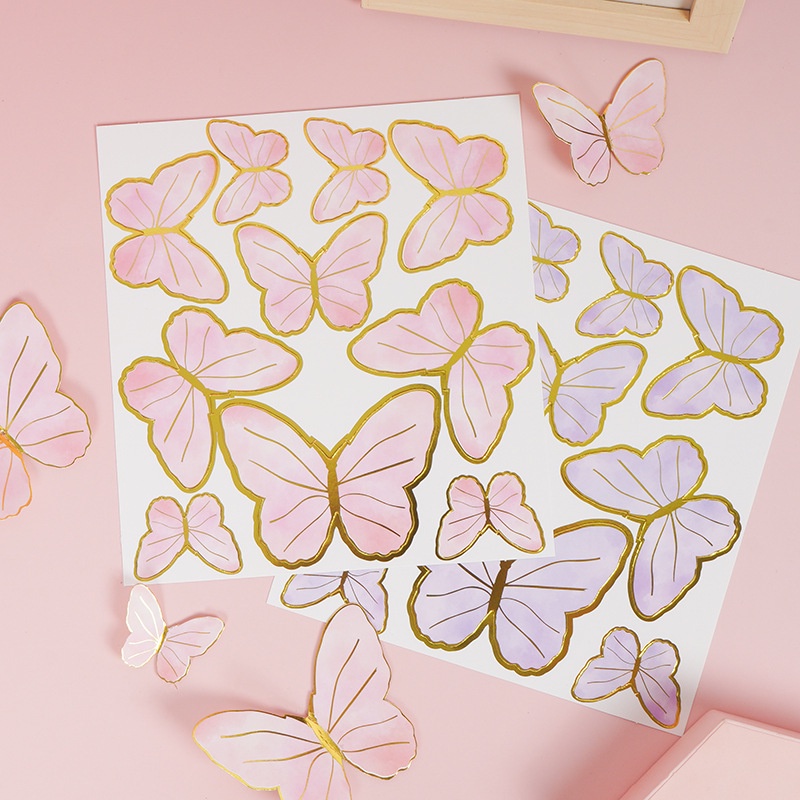 Phụ Kiện Trang Trí Bánh Kem Sinh Nhật Hình Cánh Hoa Và Bướm Dễ Thương