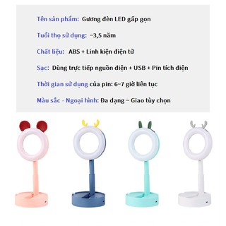 Gương Trang Điểm Đèn Led Xếp Gọn