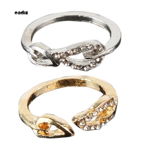 Nhẫn mở 2 chiếc lá đính đá cho cặp đôi