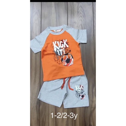 bộ hè cotton H&M bé trai vải dư (cam)