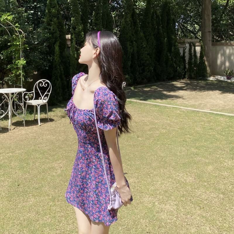 CÓ SẴN- Váy tím hoa nhí tay bồng - Tikbook Store - Order