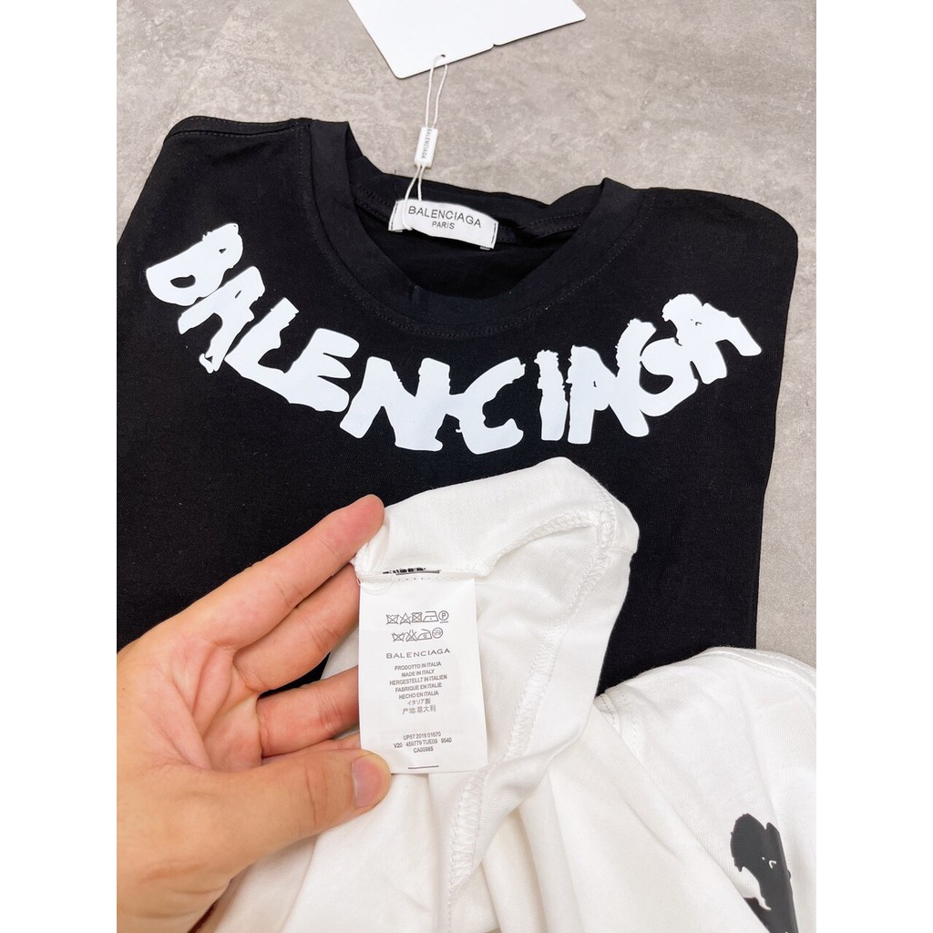 Áo thun Balencia viền chữ cổ nam-nữ ,chất cotton thấm hút mồ hôi cao cấp