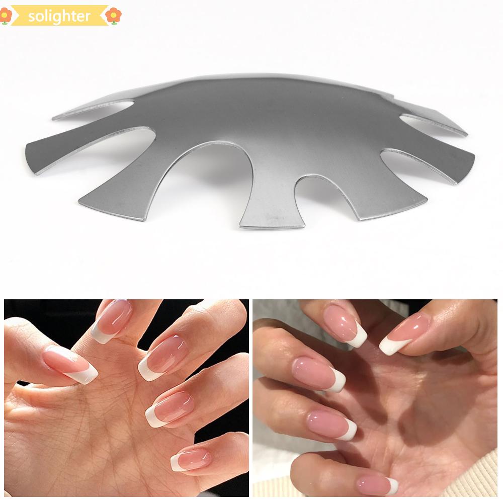 Solighter Bộ Dụng Cụ Làm Móng Acrylic Hình Mặt Cười Cắt Đường Viền Chữ V Màu Hồng Trắng