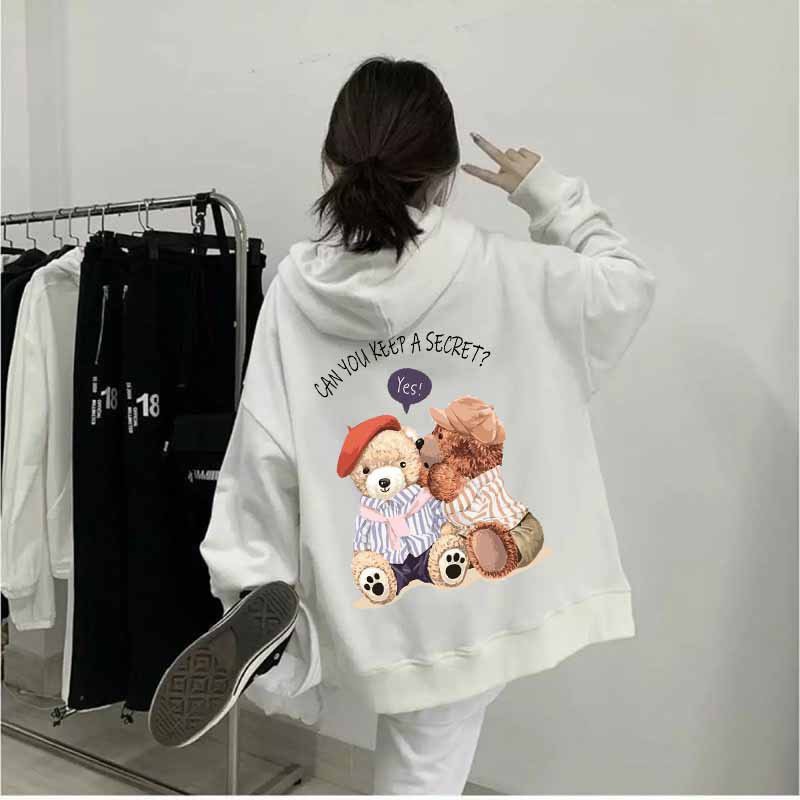 Áo nỉ hoodie nam nữ, áo hoodie unisex form rộng thời trang Ulzzang in hình Đôi Gấu Dễ Thương