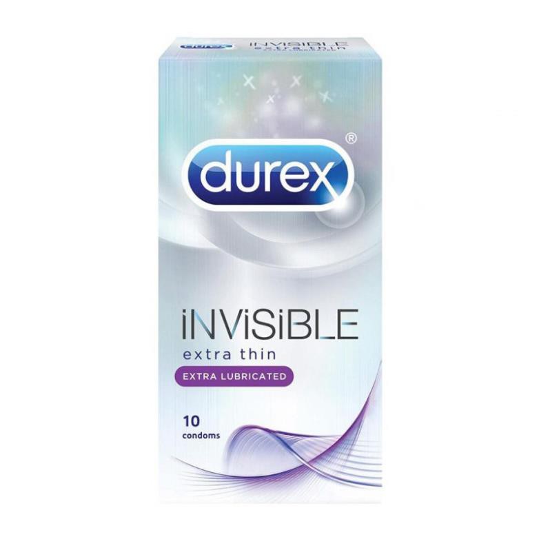 (CHÍNH HÃNG - CHE TÊN) Bao cao su Durex Invisible Extra Lubricant HỘP 10 CHIẾC - FREESHIP EXTRA