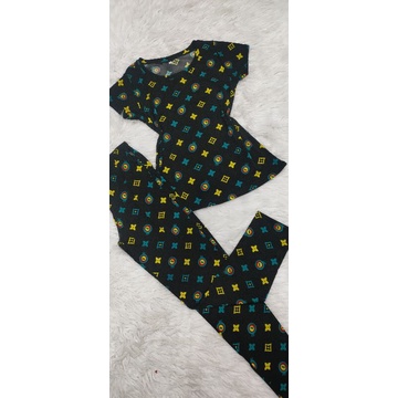 Bộ tay ngắn quần dài thun tơ hoa