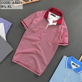 Áo thun sọc nam cổ bẻ có túi