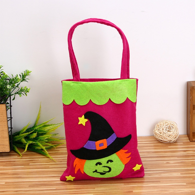 Túi xách tay họa tiết hoạt hình phù thủy / bí ngô dùng trang trí Halloween