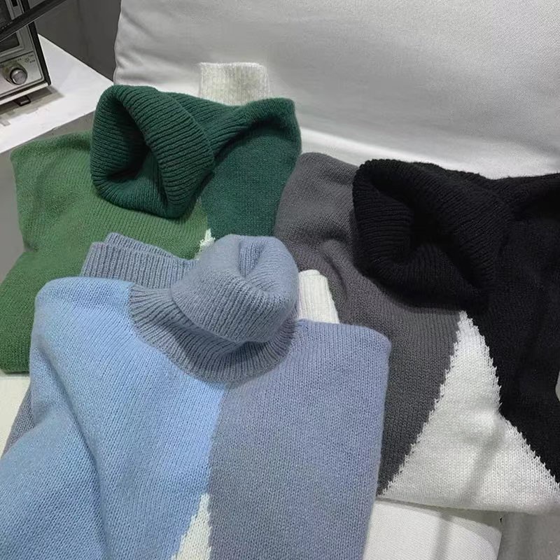 Áo Sweater Len Dệt Kim Cổ Lọ Dáng Rộng Phong Cách Thời Trang Hàn Quốc Cho Nam Giới áo len cao cổ form rộng áo len nữ áo len kiểu