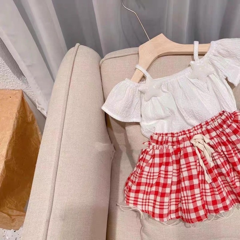 Áo Thun Tay Ngắn Hở Vai Bằng Vải Voan Dành Cho Bé Gái Mới