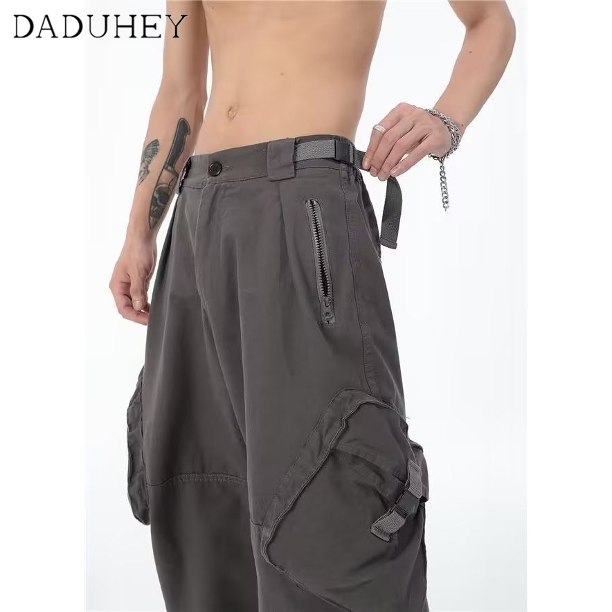 Quần túi hộp dài ống rộng thẳng thiết kế khâu phong cách xuân thu Hàn Quốc Hong Kong 2022 cho nam