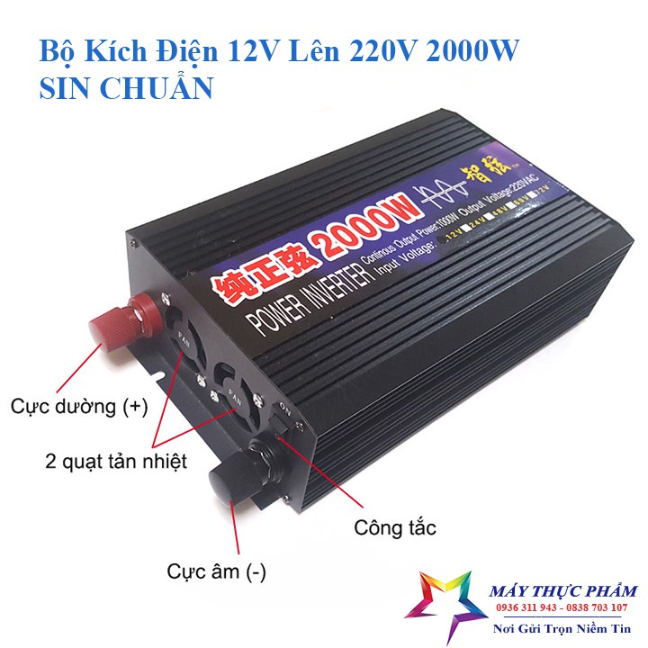 Máy Kích Điện Inverter 2000W Sin Chuẩn